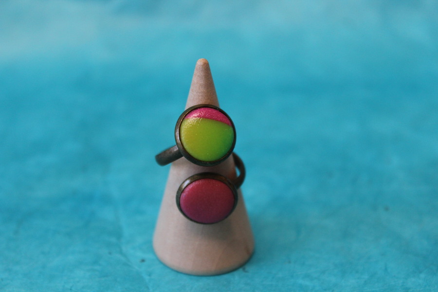 Bague-Reglable-Cuivre-acier-2 Cabochon-Polymere-Couleurs-Vives (2)