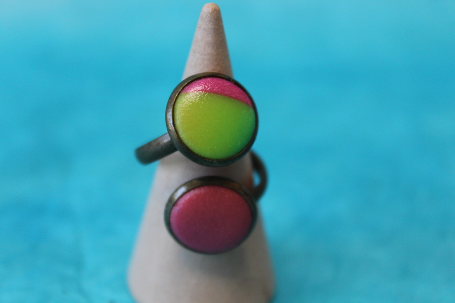 Bague-Reglable-Cuivre-acier-2 Cabochon-Polymere-Couleurs-Vives (3)