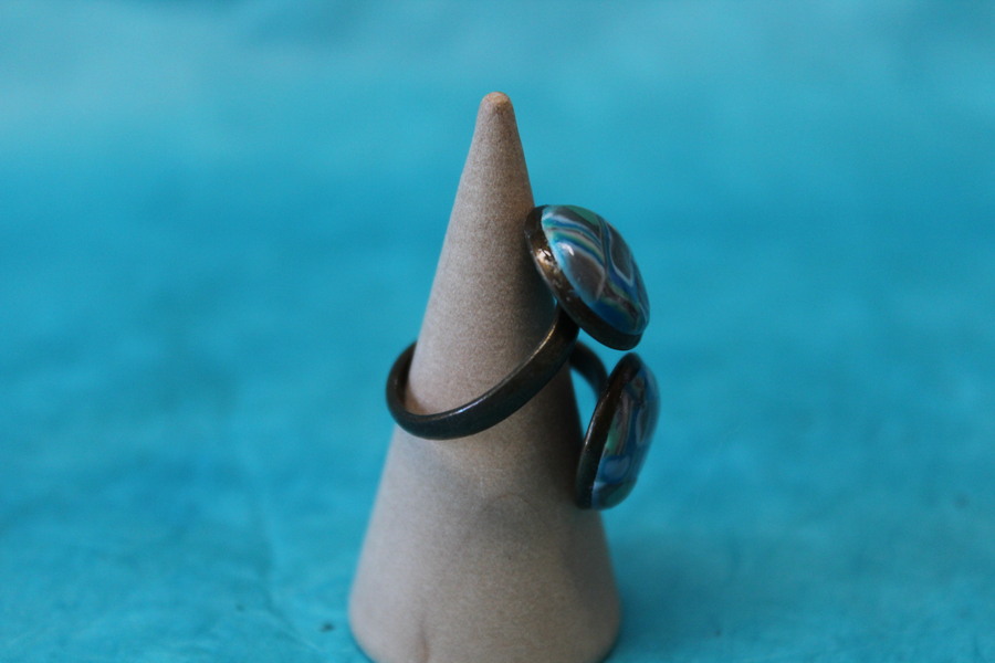 Bague-Cuivre-Acier-Reglable-2 Cabochon-Polymere-Multicolores (5)