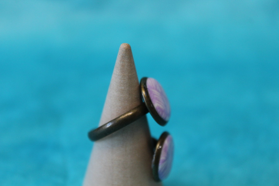 Bague-Acier-Cuivre-Reglable-2 Cabochon-Polymere-Blanc-Parme (5)