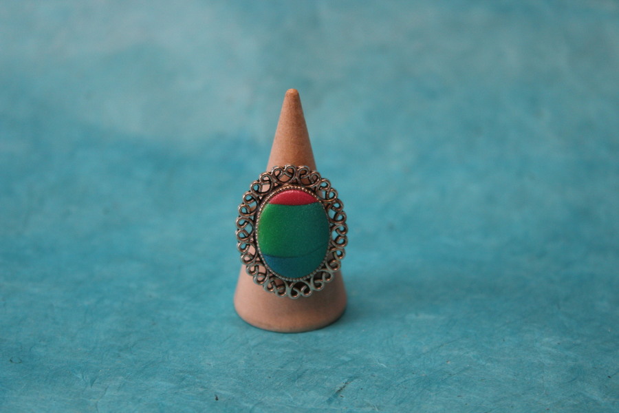 Bague-Reglable-acier-Polymere-Multicolor