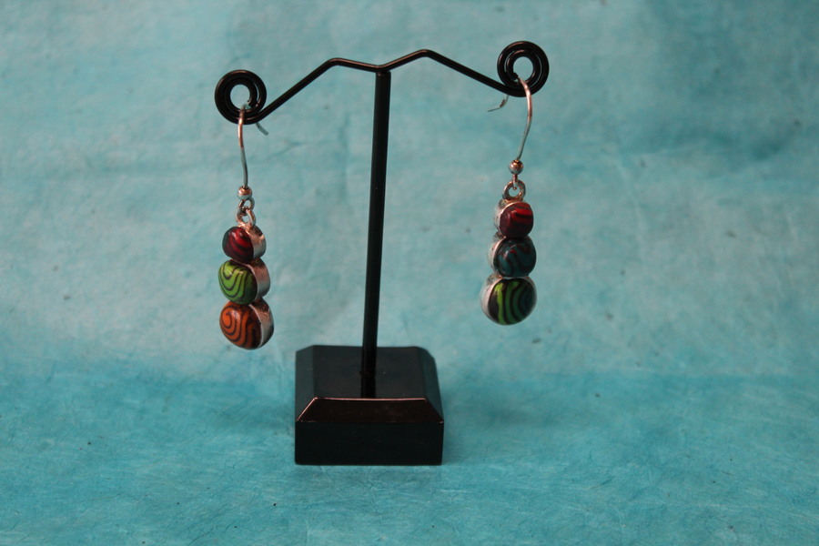 Boucle-Oreille-Pendante-Acier-Argente-Polymere-Multicolores-4