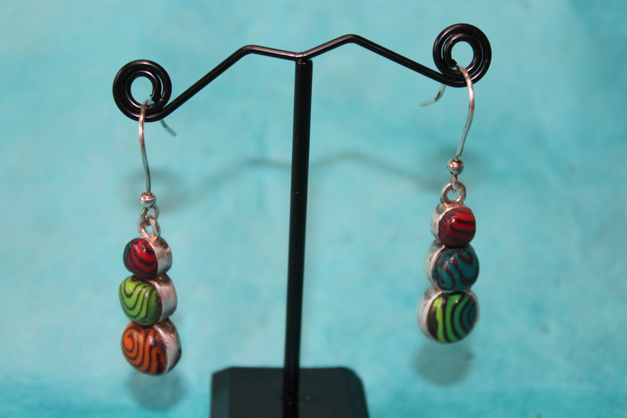 Boucle-Oreille-Pendante-Acier-Argente-Polymere-Multicolores-5