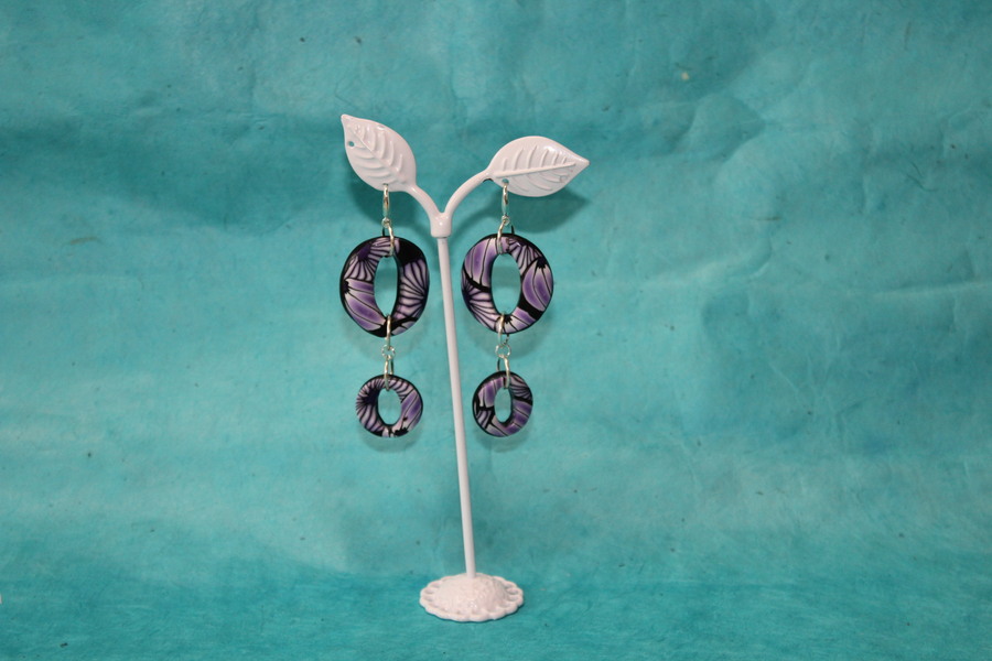 Boucle-Oreille-Polymere-Fleurs-Violette-Noir-4