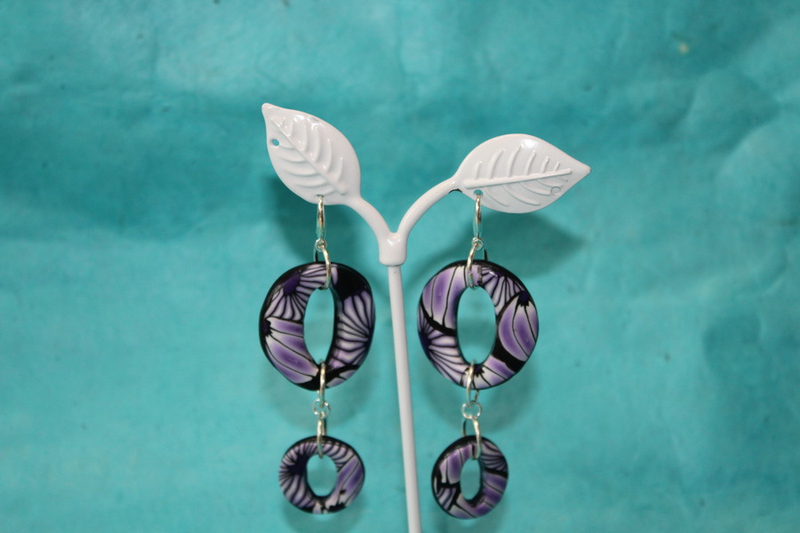 Boucle-Oreille-Polymere-Fleurs-Violette-Noir-5