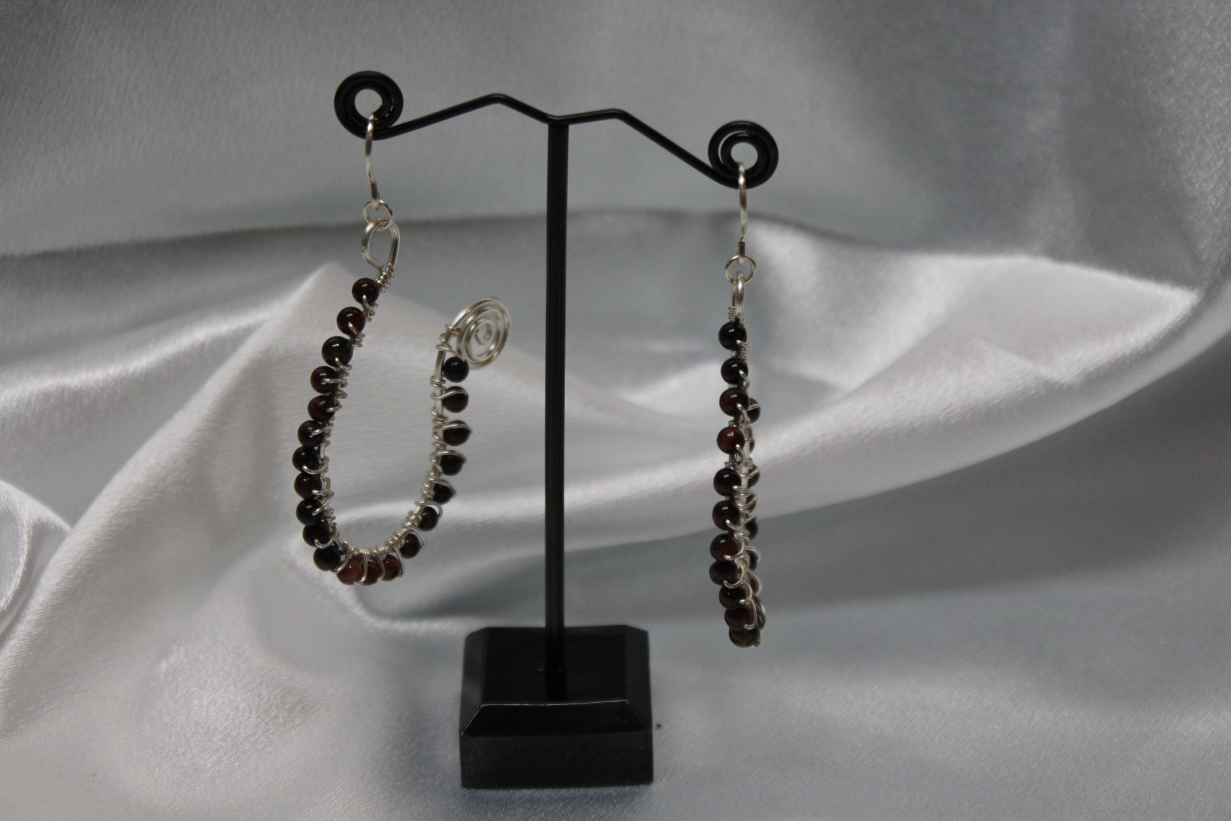 Boucle-Oreille-Fil-Cuivre-Argente-Pierre-Veritable-Oeil-Tigre-