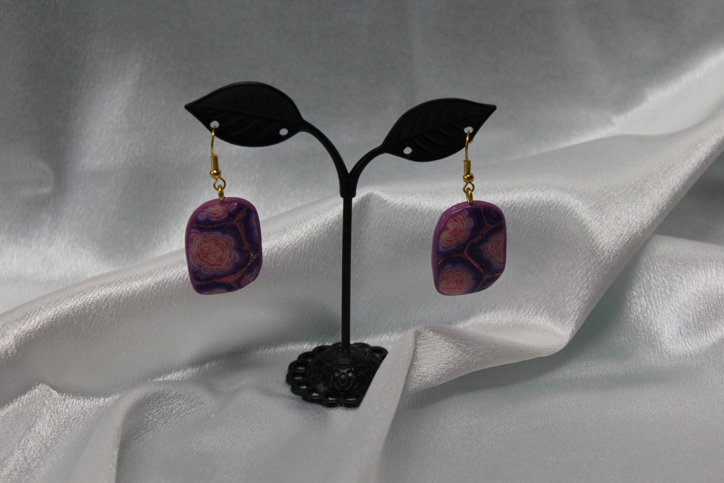 Boucle-Oreille-Polymere-Fleurs-Rose-Violette (5)