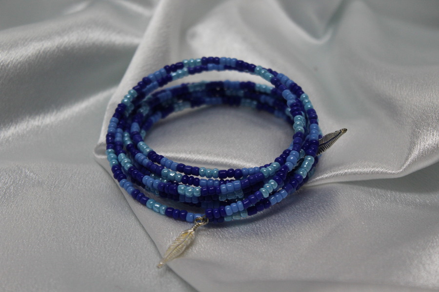 Bravelet-Multi-Rang-Perles-Rocaille-Degrade-Bleu