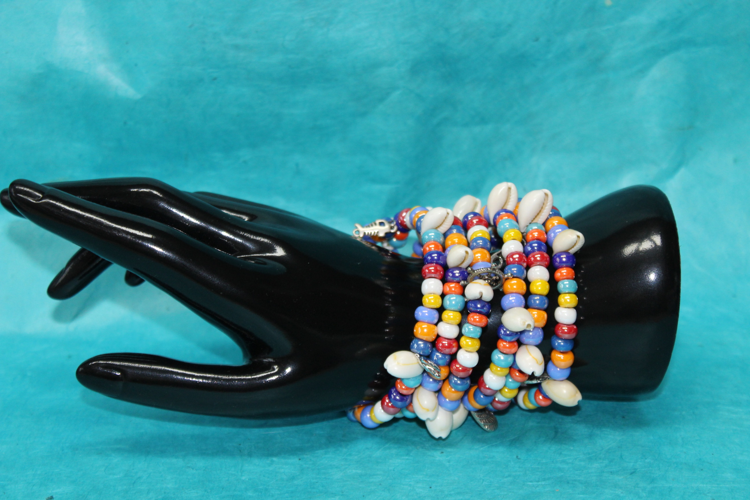 Bracelet-Multi-Rangs-Perles-Rocailles-Multicolores-Coquillage-Veritable (12)