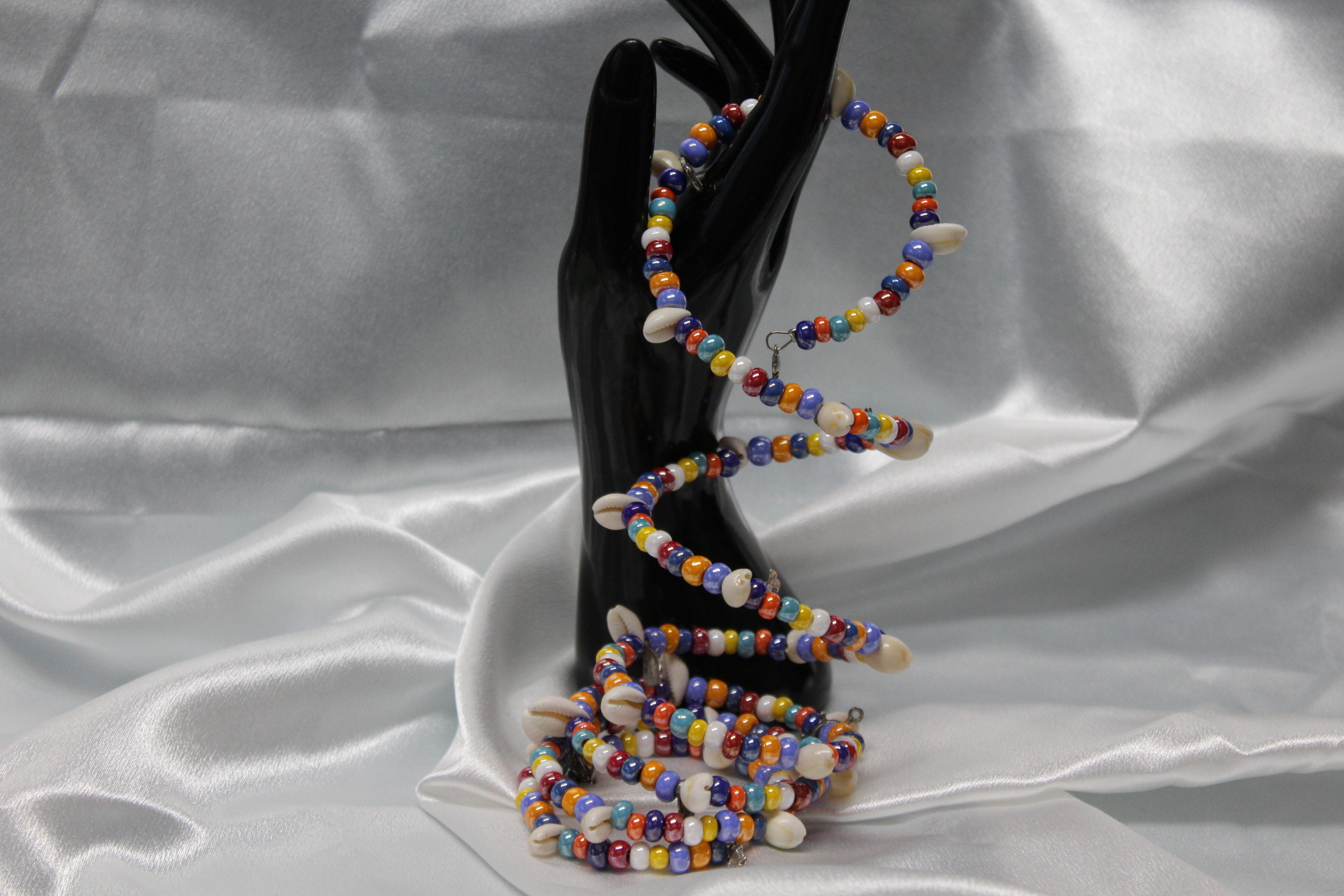 Bracelet-Multi-Rangs-Perles-Rocailles-Multicolores-Coquillage-Veritable