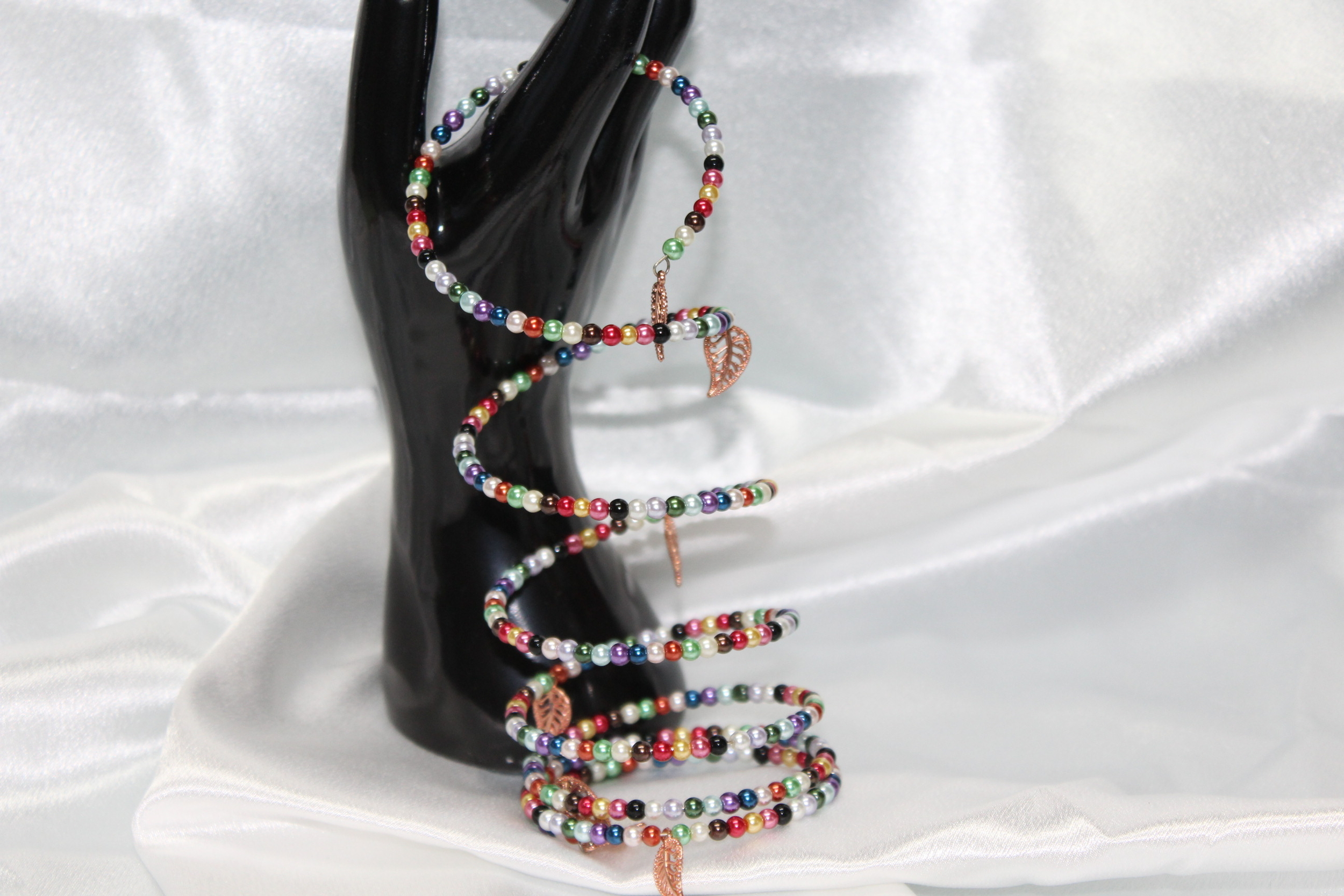 Bracelet-Multi-Rangs-Imitation-Perles-Cultures-Multicolores-Breloques-feuilles-Bronze (3)