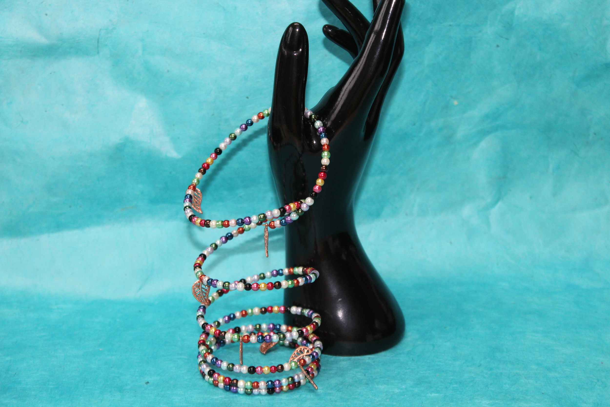 Bracelet-Multi-Rangs-Imitation-Perles-Cultures-Multicolores-Breloques-feuilles-Bronze (7)