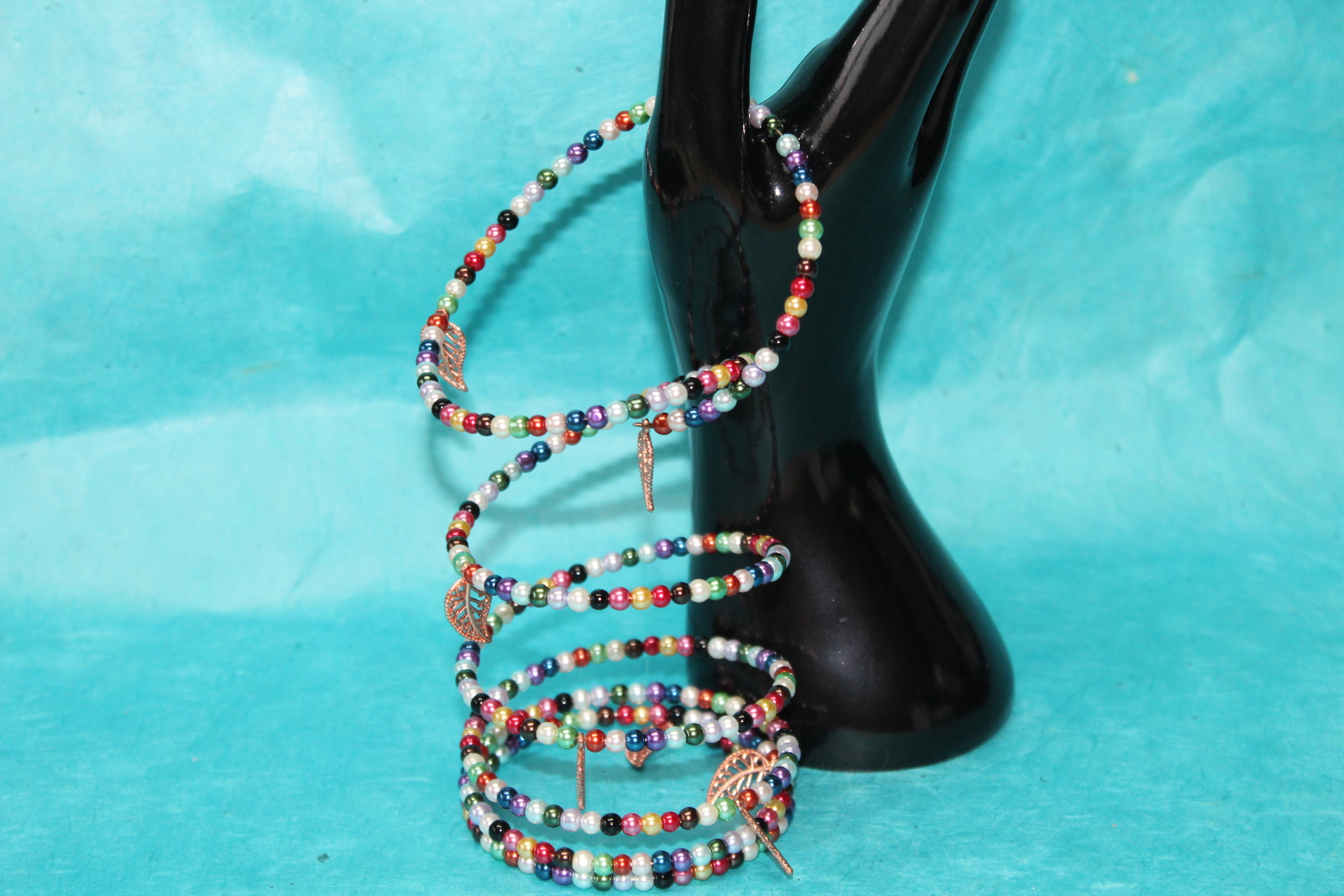 Bracelet-Multi-Rangs-Imitation-Perles-Cultures-Multicolores-Breloques-feuilles-Bronze (8)