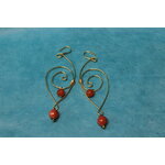 Boucle-Oreille-Pendente-Fil-Cuivre-Dore-Perles-Rhodonite-Facette-Veritable-2