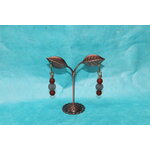 Boucle-Oreille-Fil-Cuivre-argente-Perles-Grenat-Marron-
