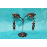 Boucle-Oreille-Fil-Cuivre-argente-Perles-Grenat-Marron-2