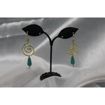 Boucle-Oreille-Fil-Cuivre-Dore-Perles-Turquoise-Veritable-2