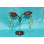Boucle-Oreille-Fil-Cuivre-Dore-Perles-Turquoise-Veritable-