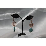 Boucle-Oreille-Fil-Cuivre-Couleur-Cuivre-Perle-Turquoise-Tortue-2