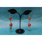 Boucle-Oreille-Fil-Cuivre-Argente-Perle-Rhodonite-Facette-Veritable-1