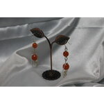 Boucle-Oreille-Fil-Cuivre-Argente-Perle-Rhodonite-Facette-Veritable-3