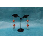 Boucle-Oreille-Fil-Cuivre-Argente-Perle-Rhodonite-Facette-Veritable-