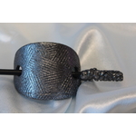 Barette Chignon Adulte Ovale en Pâte polymère-Fond Antracite et Paillètes Argentes, et Impression Abstrête (5)