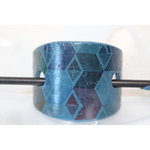 Barette Chignon Enfant en Pâte polymère-Fond Bleu et Décalcomanie Géométrique (2)