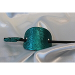 Barette Chignon Adulte Ovale en Pâte polymère-Fond Vert Paillète Vertes et Impression Abstrête (5)