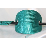 Barette Chignon Adulte Ovale en Pâte polymère-Fond Vert Paillète Vertes et Impression Abstrête (3)