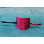 Barette Chignon Adulte en Pâte polymère-Fond Magenta ,Décalcomanie Marbré Bleu et Impression Losange (5)