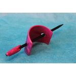 Barette Chignon Adulte en Pâte polymère-Fond Magenta ,Décalcomanie Marbré Bleu et Impression Losange (4)