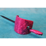 Barette Chignon Adulte en Pâte polymère-Fond Magenta ,Décalcomanie Marbré Bleu et Impression Losange (3)