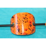 Barette Chignon Adulte Ovale en Pâte polymère-Fond Orange et Décalcomanie Fleurie (2)