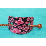 Barette Chignon Enfant en Pâte polymère-Fond noir et Déco Fleurie (4)