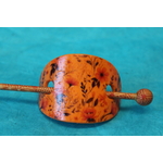 Barette Chignon Enfant en Pâte polymère-Fond Orange et Décalcomanie Fleurie (6)