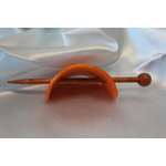 Barette Chignon Enfant en Pâte polymère-Fond Orange et Décalcomanie Fleurie (2)