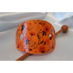 Barette Chignon Enfant en Pâte polymère-Fond Orange et Décalcomanie Fleurie (3)