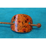 Barette Chignon Enfant en Pâte polymère-Fond Orange et Décalcomanie Fleurie (7)