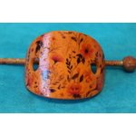Barette Chignon Enfant en Pâte polymère-Fond Orange et Décalcomanie Fleurie (8)