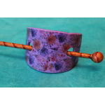 Barette Chignon Enfant en Pâte polymère-Fond Violet et Décalcomanie Fleurie (3)
