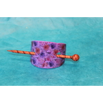 Barette Chignon Enfant en Pâte polymère-Fond Violet et Décalcomanie Fleurie (4)