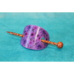 Barette Chignon Enfant Ovale en Pâte polymère-Fond Violet et Décalcomanie Fleurie (7)