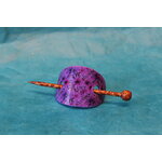 Barette Chignon Enfant Ovale en Pâte polymère-Fond Violet et Décalcomanie Fleurie (8)