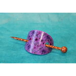Barette Chignon Enfant Ovale en Pâte polymère-Fond Violet et Décalcomanie Fleurie (9)