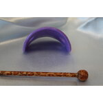 Barette Chignon Enfant Ovale en Pâte polymère-Fond Violet et Décalcomanie Fleurie (2)