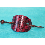 Barette Chignon Enfant en Pâte polymère-Fond Rouge et Décalcomanie Fleurie (6)