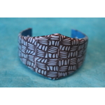 Bracelet Manchette en Pâte Polymère, noir et bleu ciel (4)