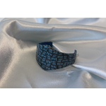 Bracelet Manchette en Pâte Polymère, noir et bleu ciel (5)