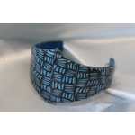 Bracelet Manchette en Pâte Polymère, noir et bleu ciel (6)
